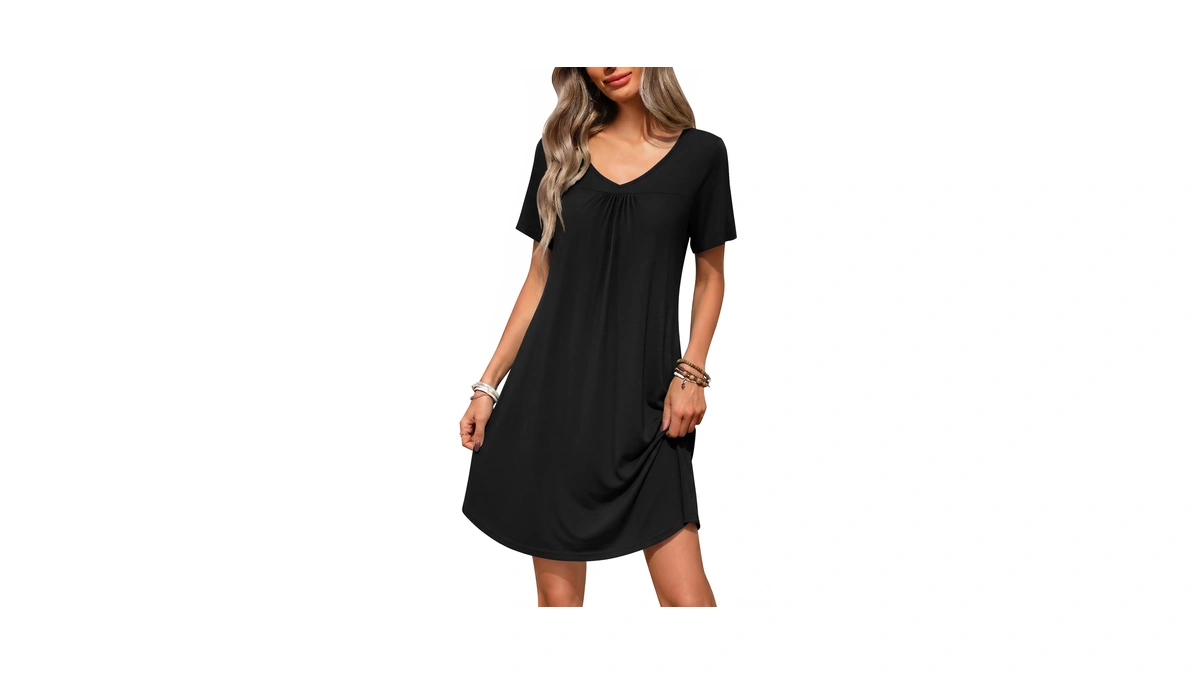Ekouaer Nightgowns For Women Bamboo Viscose Night Gowns Short Sleeve