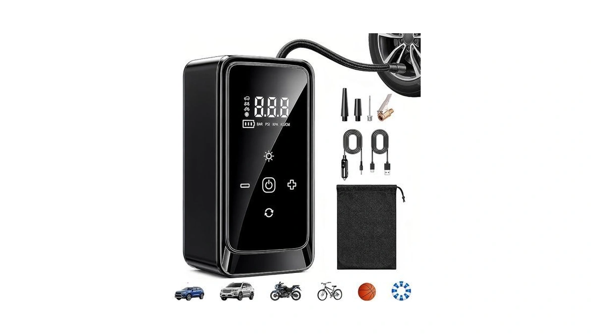 Tire Inflator Portable Air Compressor, Dual Power (12v Dc/rechargeable)