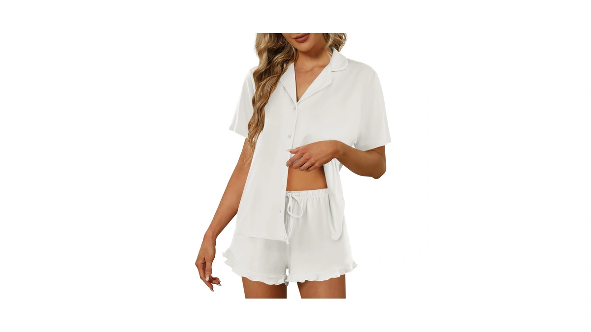 Ekouaer Pajamas Set For Women Short Sleeve Sl...
