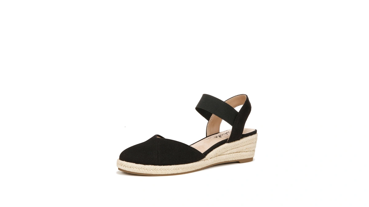 Lifestride Womens Kimmie Wedge Espadrilles Black 5.5 M