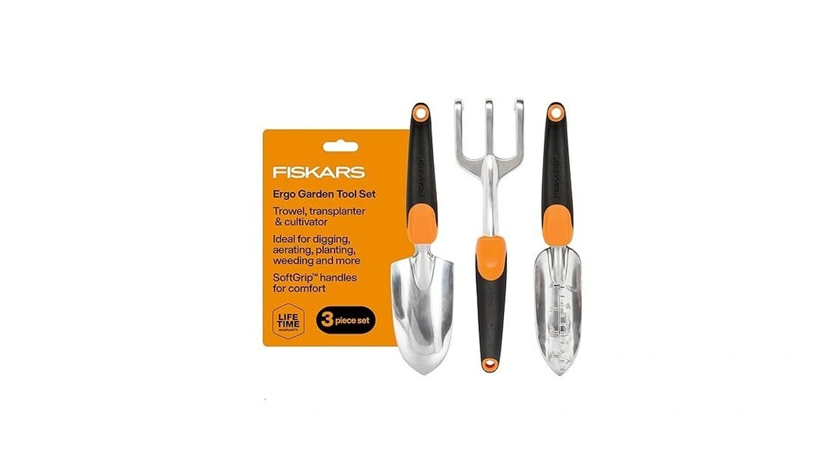 Fiskars 3-in-1 Garden Tool Set, Polished Cast-aluminum Heads For Rust