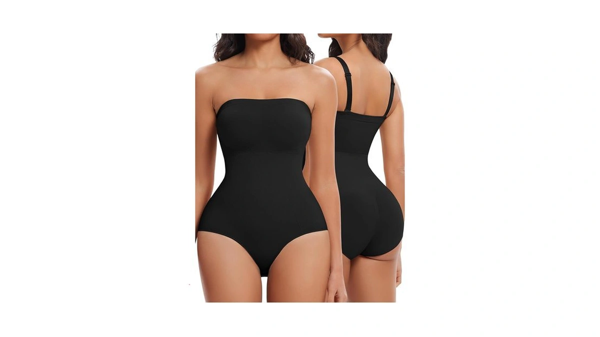 Simiya Women Strapless Shapewear Bodysuit With Built In Bra Top