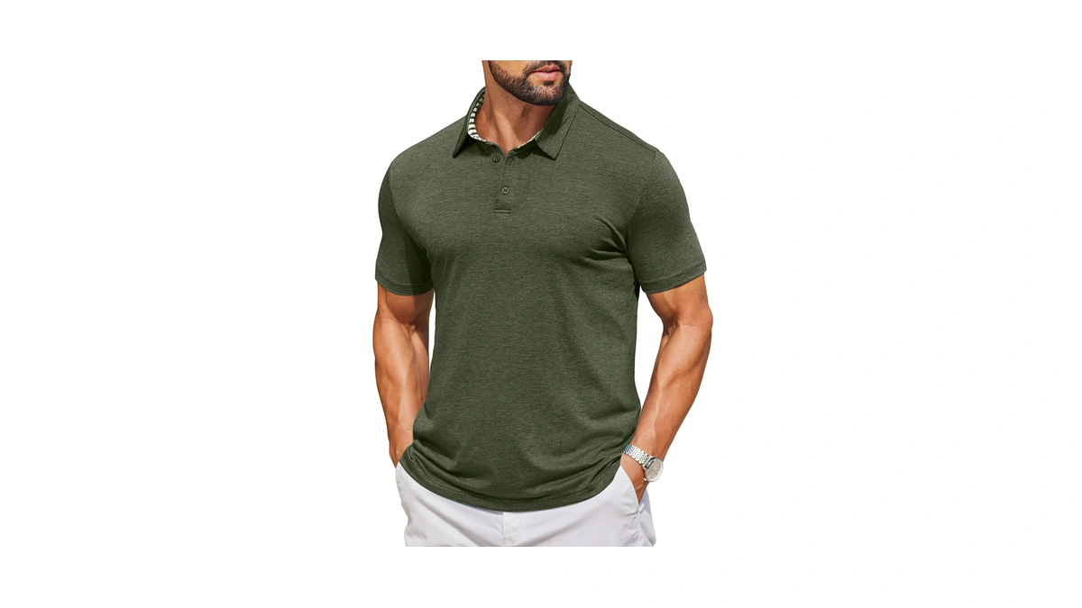 Coofandy Mens 3 Button Polo Shirts Short Sleeve Collared Shirt