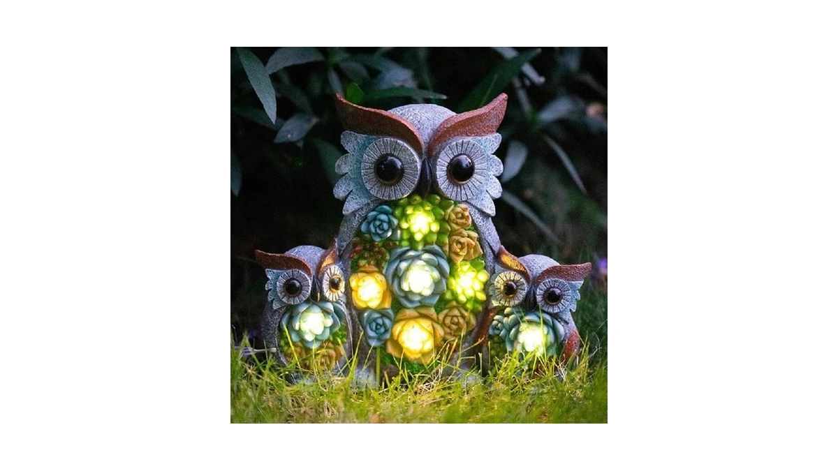 Candieslife Solar Garden Statue Owl Decor β Cute Owl Family