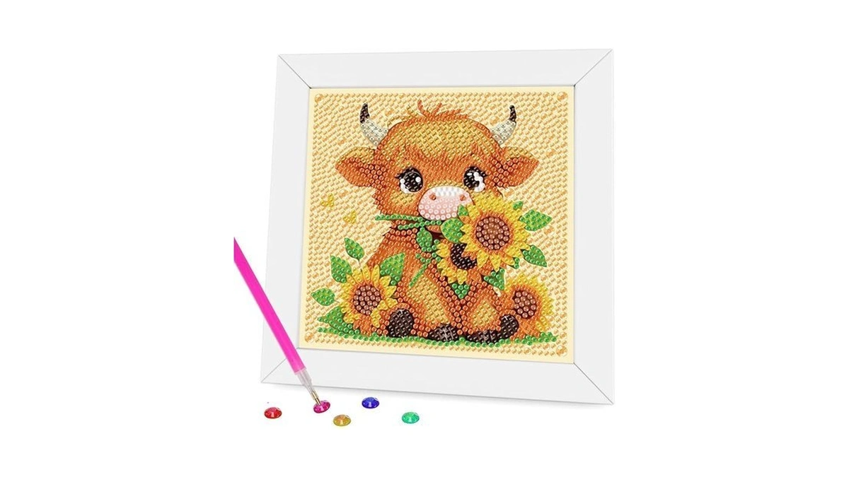 Gemozaic Diamond Art Kits For Kids With Frame, Highland Cow