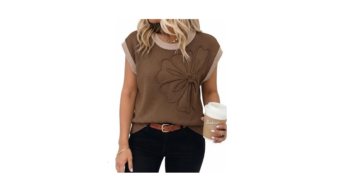 Dokotoo Women's Summer 3d Floral Sweaters Round Neck 2026 Casual