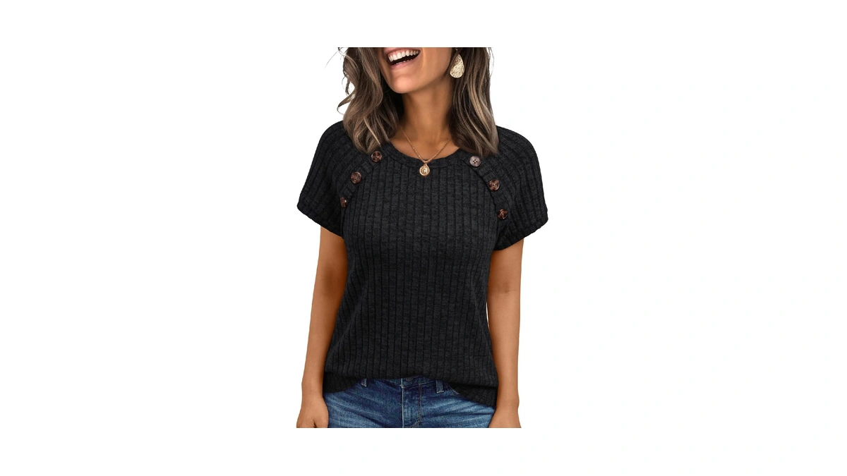 Automet Women's Short Sleeve Shirts Business Casual Blouses Dressy Work