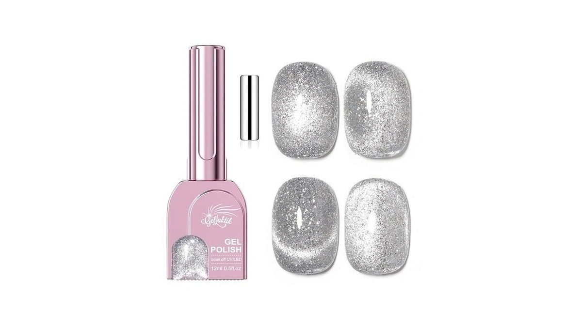 Gellaktik Silver Cat Eye Gel Nail Polish With Magnetic Stick
