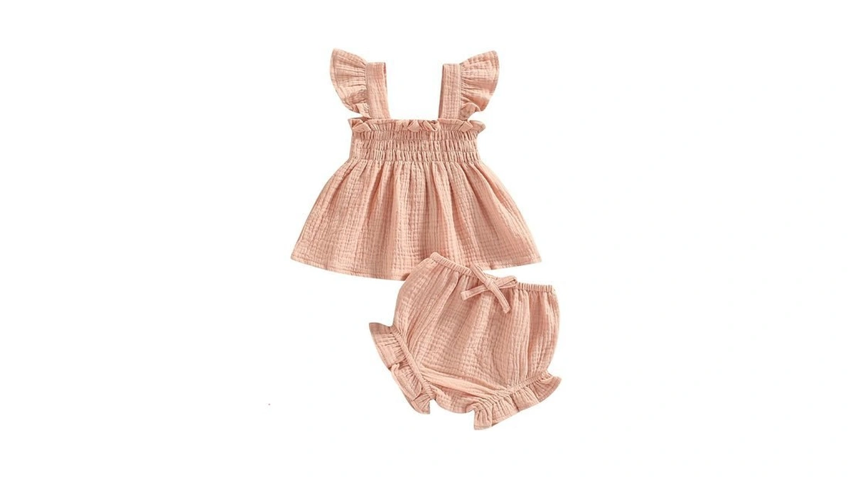 Wztyyds Baby Girl Summer Clothes Sleeveless Ruffle Tops Bloomers Shorts