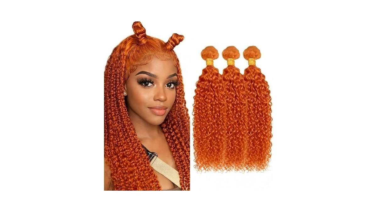 10a Orange Ginger Jerry Curly Human Hair Bundles 3 Bundles