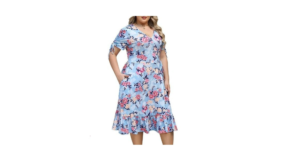 Keluummi Plus Size Summer Wedding Guest Midi Dresses For Curvy