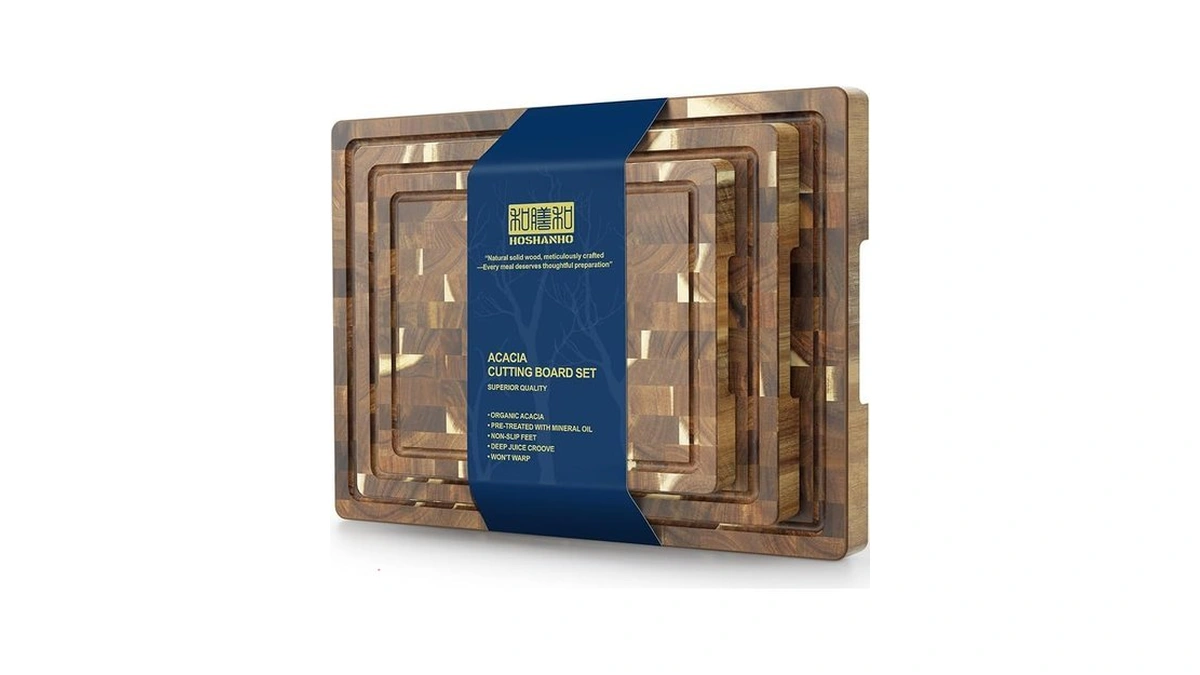 Hoshanho 3 Packs Acacia Wood Cutting Board Set, Extra Large