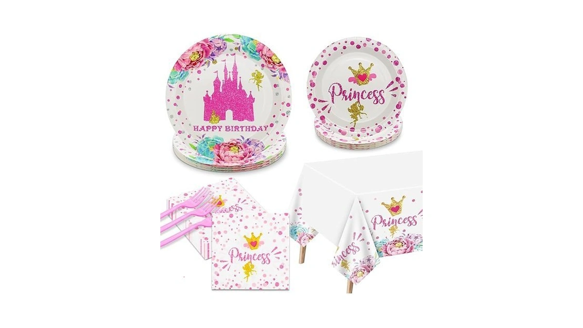 Princess Party Decorations - 81pcs Castle Decorations Including Pink Paper