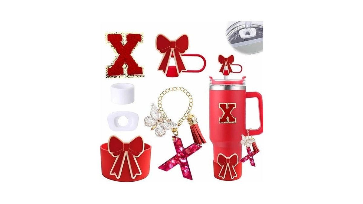 6pcs Red Cup Accessories Set For Stanley Cup 30oz 40oz
