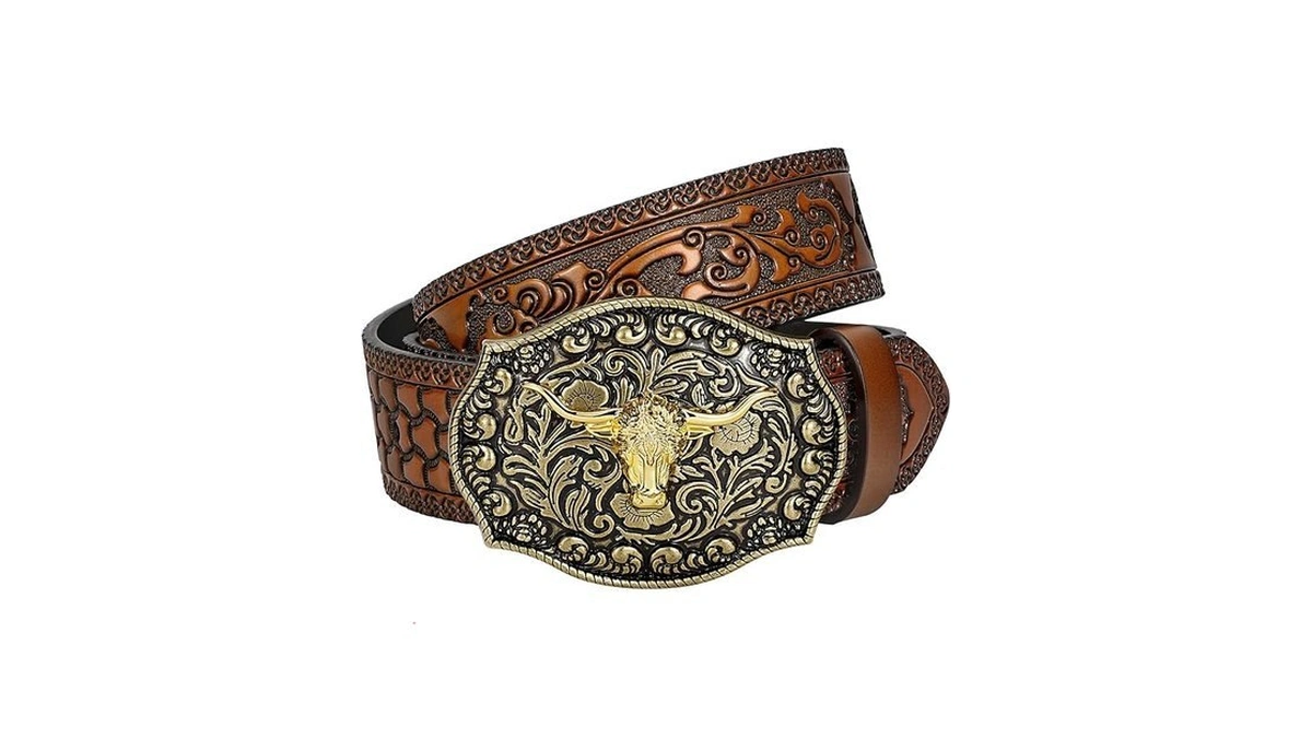 Triworks Western Cowboy Leather Belt For Men Women Cowgirl, Western