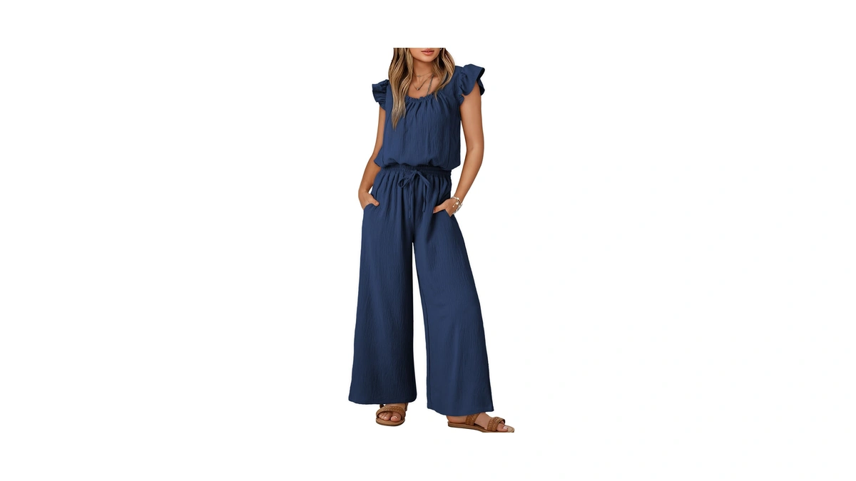 Dokotoo Jumpsuits For Womens Fall Ruffle Slee...