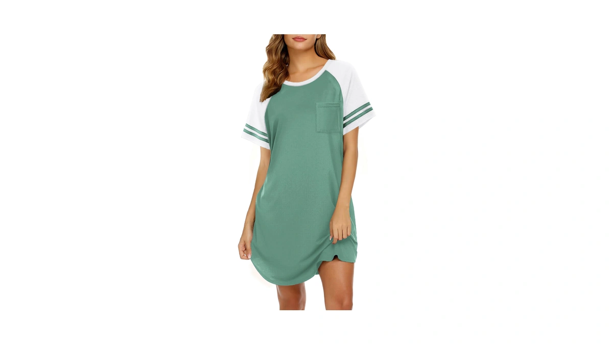 Ekouaer Nightgowns For Women Short Sleeve Sleepshirts Crew Neck Nightshirts