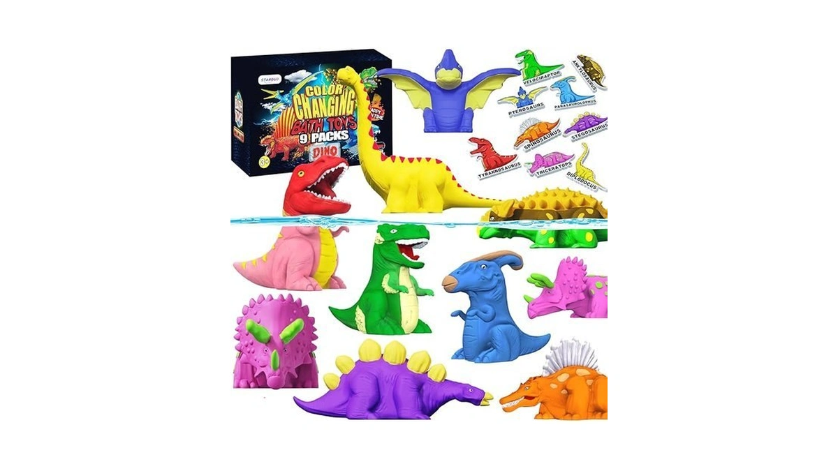 Color Changing No Hole Dinosaur Bath Toys For Kids Toddlers
