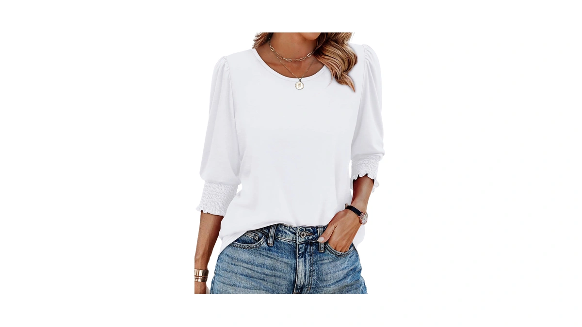Xieerduo Blouses For Women Dressy Casual 3/4 Length Sleeve Womens