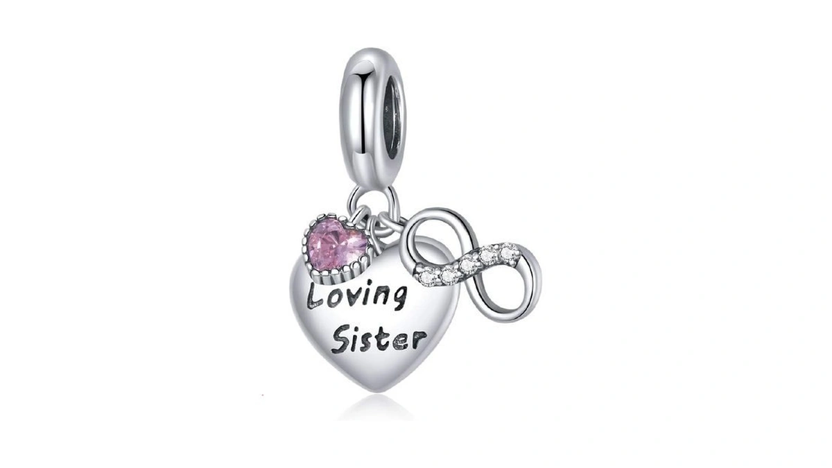 Babamia Sterling Silver Sister Charm Pendant, Series Silver Beads Charms