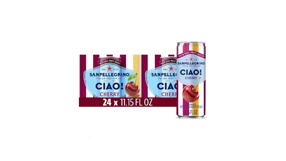 Sanpellegrino Ciao! Cherry Sparkling Water, Low-cal, 0g Added Sugar, 24-pack