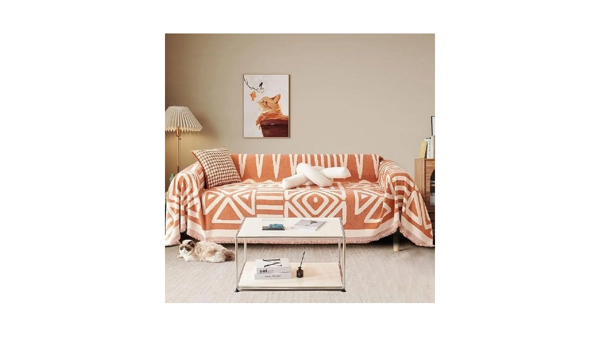Toyroom Chenille Sofa Cover Armchair Boho Couch Cover Reversible Throw