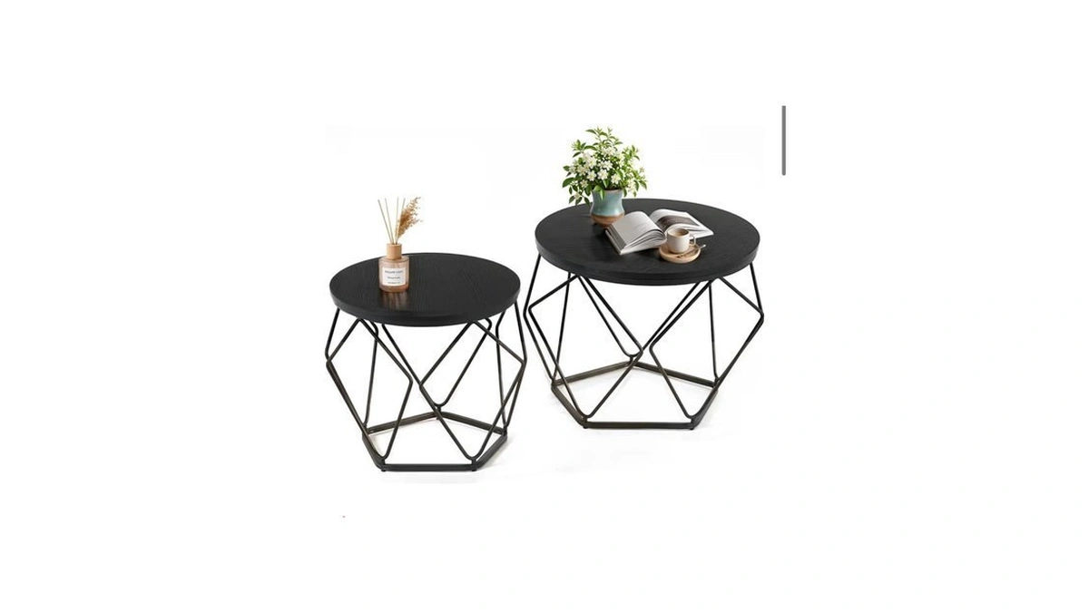 Dumos Modern Geometric Coffee Table Set Of 2, Round Nesting