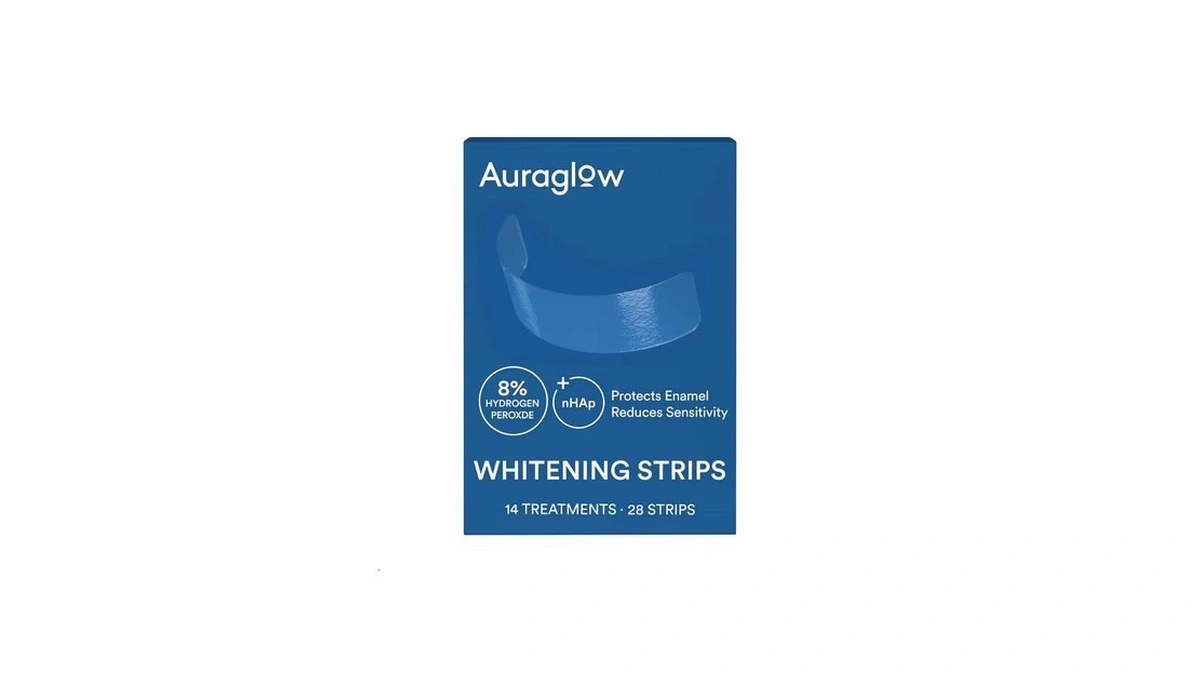 Auraglow Teeth Whitening Strips, Sensitive Whitening Strips, 14 Whitening Treatments,