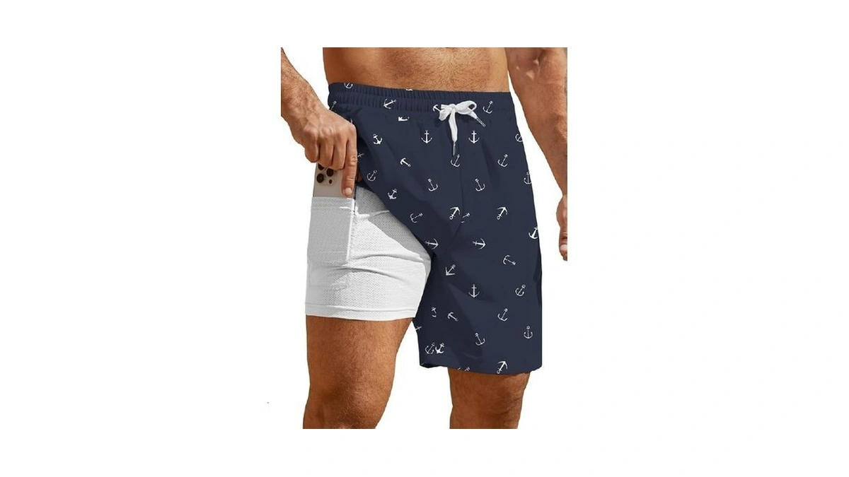 Hardaddy Men's 2 In 1 Swim Trunks With Compression Liner