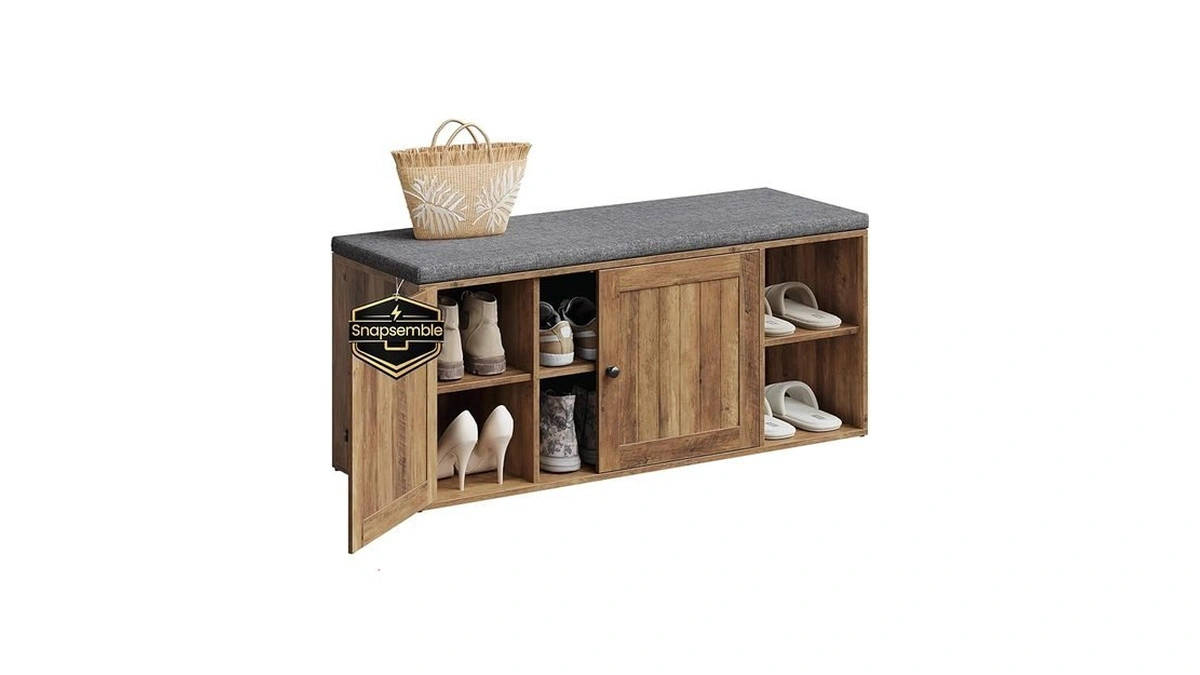 Songmics Home Shoe Storage Bench, Snapsemble Superfast Assembly, Shoe Rack