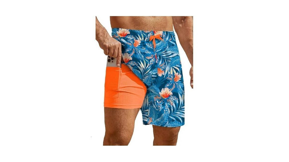 Hardaddy Men's 2 In 1 Swim Trunks With Compression Liner