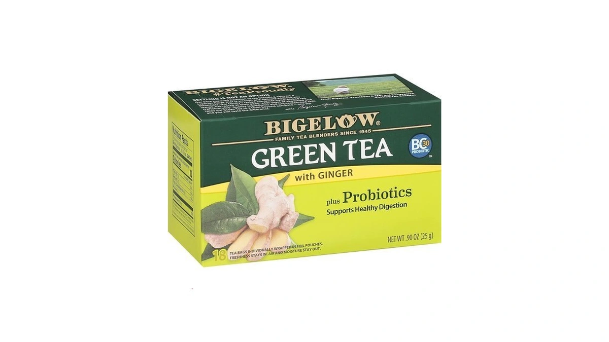 Bigelow Tea Green Tea With Ginger Plus Probiotics, Caffeinated Tea