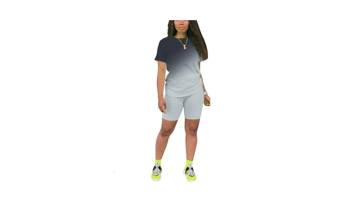 Nimsruc Two Piece Outfits For Women Summer Short Sleeve Track