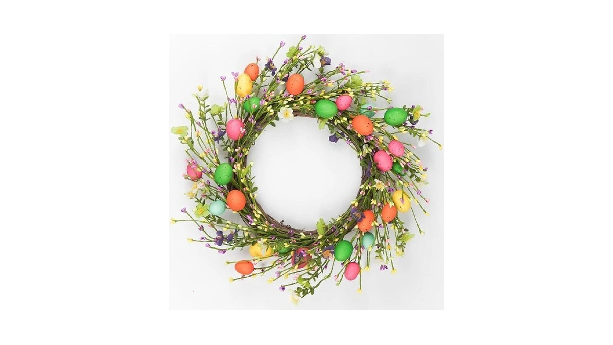 20" Easter Wreaths For Front Door, Spring Wreath With Artificial