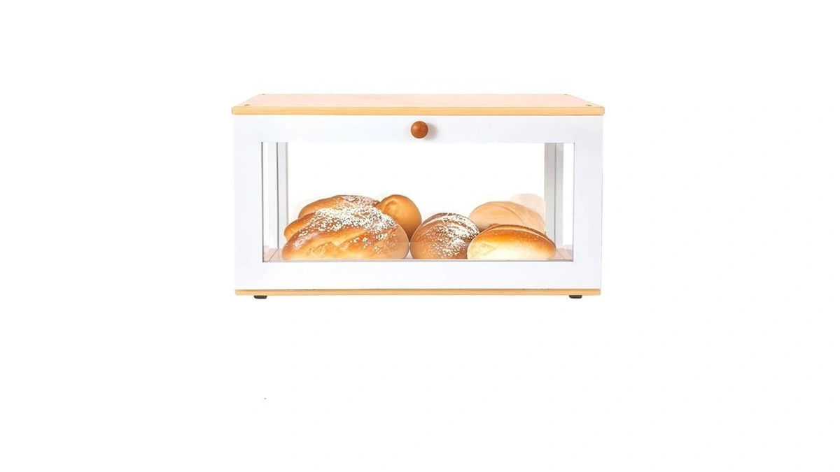 Etmi Bamboo Bread Box For Kitchen Countertop - Large White
