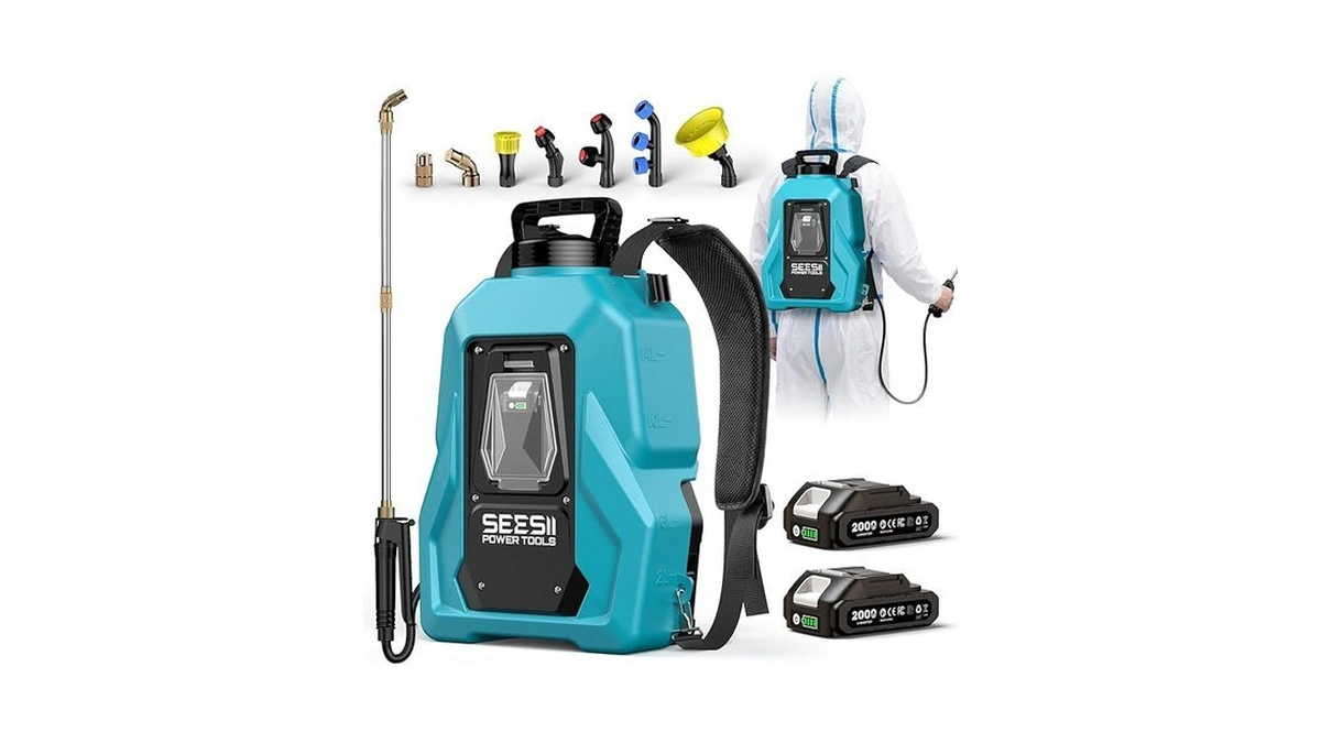 Seesii Backpack Sprayer Battery Powered, Leak-proof 5-gallon, Dual Battery Electric