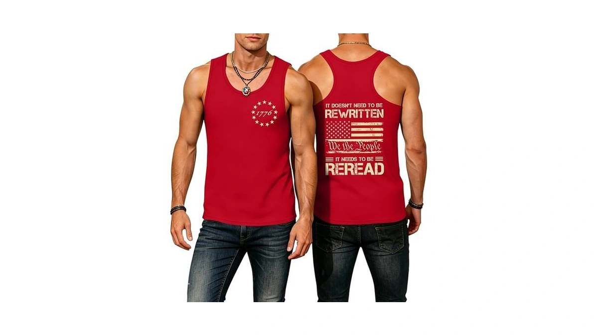 Qaun Mens American Flag Shirts 4th Of July Usa Tanks