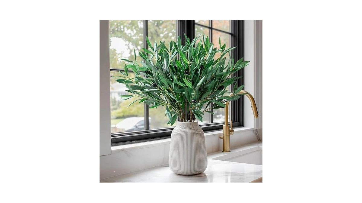 Bailikang 8pcs Premium Artificial Olive Branches For Vases - Realistic