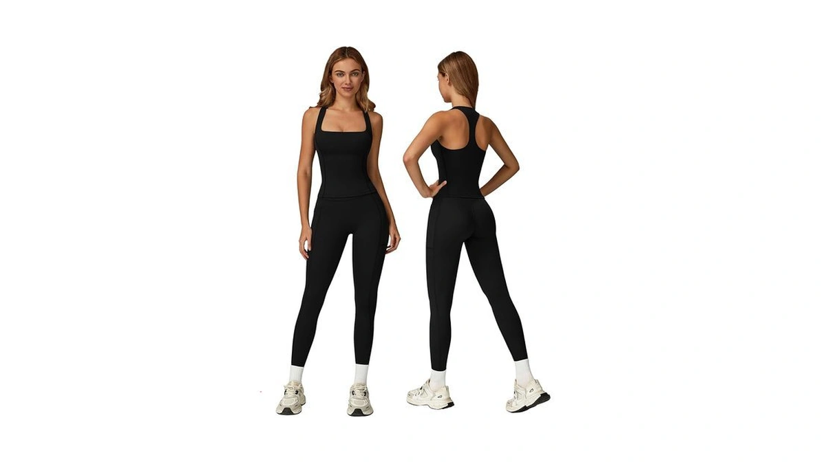 Omewee Workout Sets For Women 2 Piece Padded Tank Top