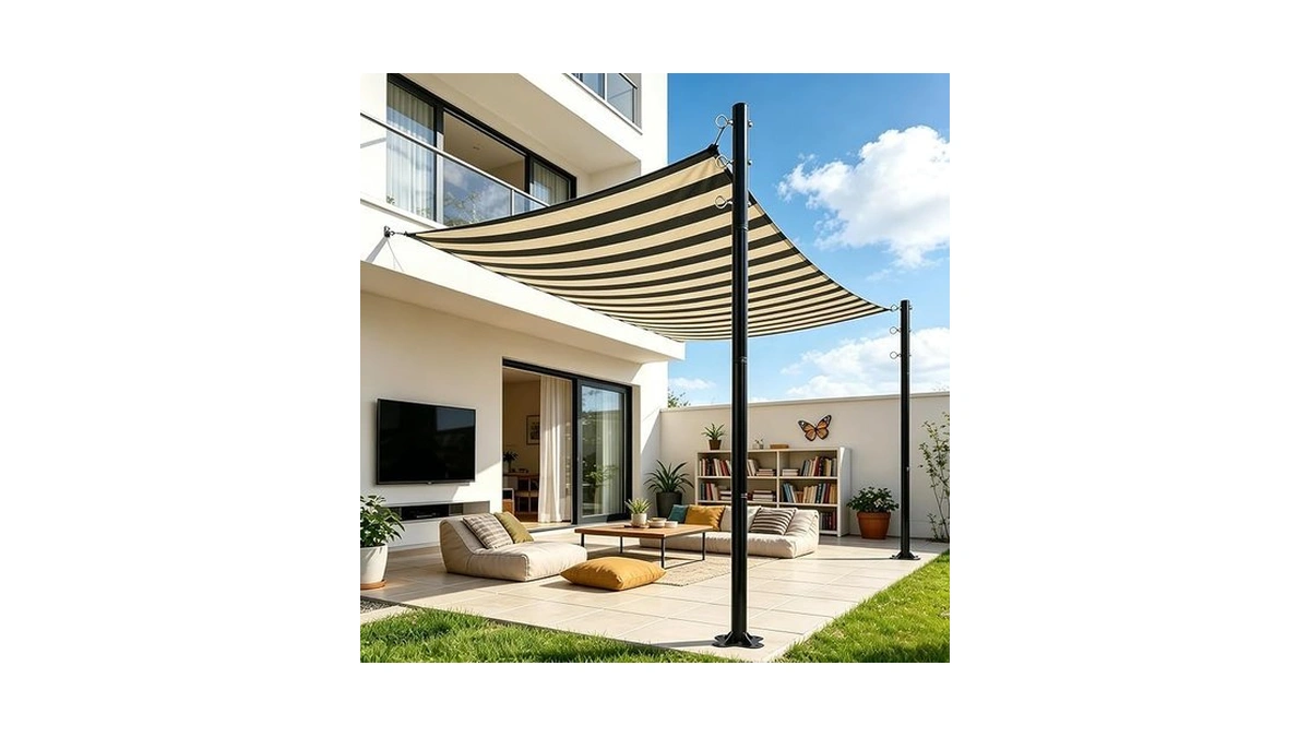 2 Pack 12 Ft Shade Sail Poles, Heavy Duty Metal