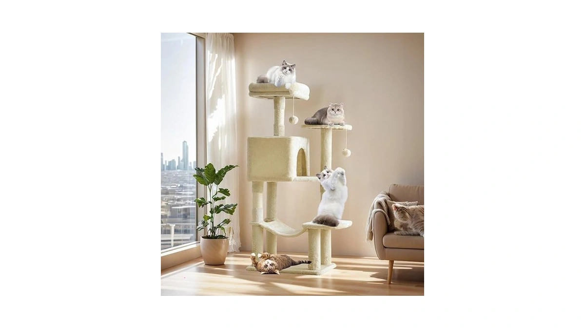 Sweetcrispy 44 Inch Cat Tree Tower, Cat Climbing Tower With