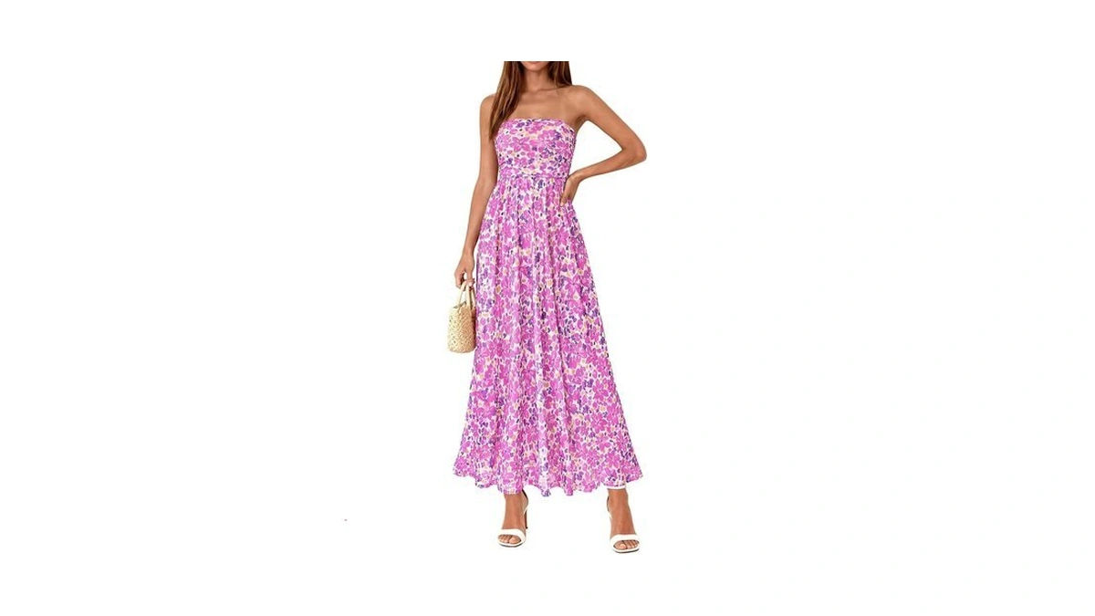 Prettygarden Women Strapless Maxi Dress 2026 Summer Floral Tube Top