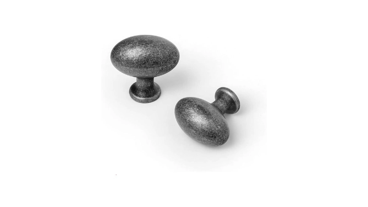 Goo-ki 1.2 Inch(36mm) Oval Antique Silver Drawer Knobs, Retro Pewter