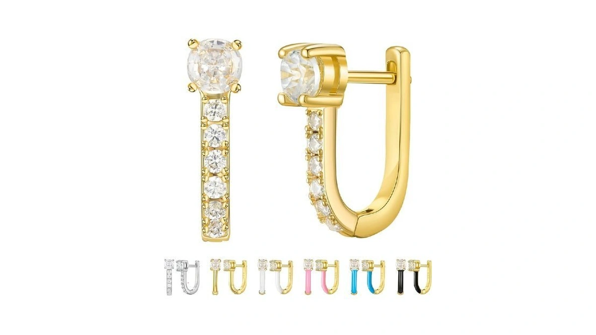 Sweetv 14k Gold Plated 925 Sterling Silver Huggie Earrings For