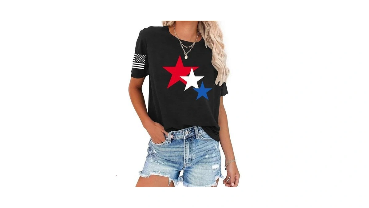Hqp American Flag Shirt Women 4th Of July T-shirt Patriotic