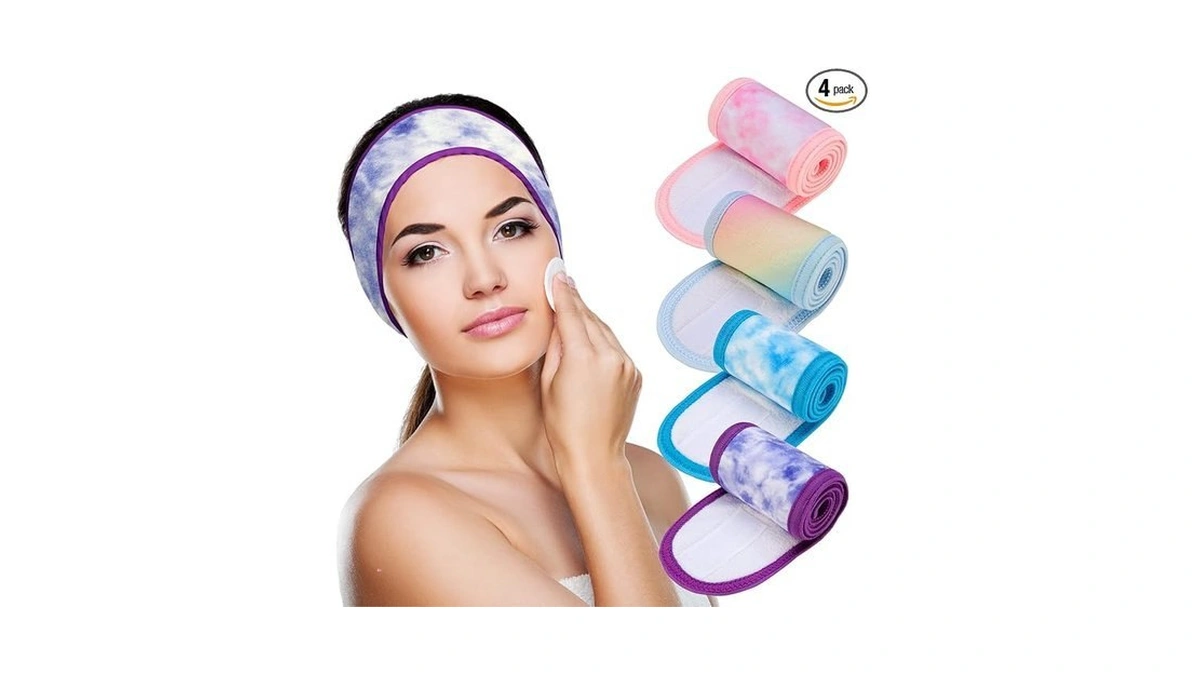 Denfany Spa Facial Headband 4 Pack Ultra Soft Adjustable Skincare