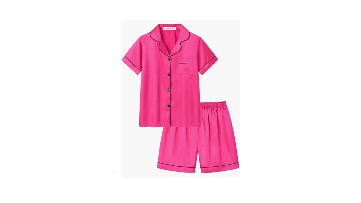 Unicabbit21 Rose Red Satin Pajamas For Big Girls Cute Silk