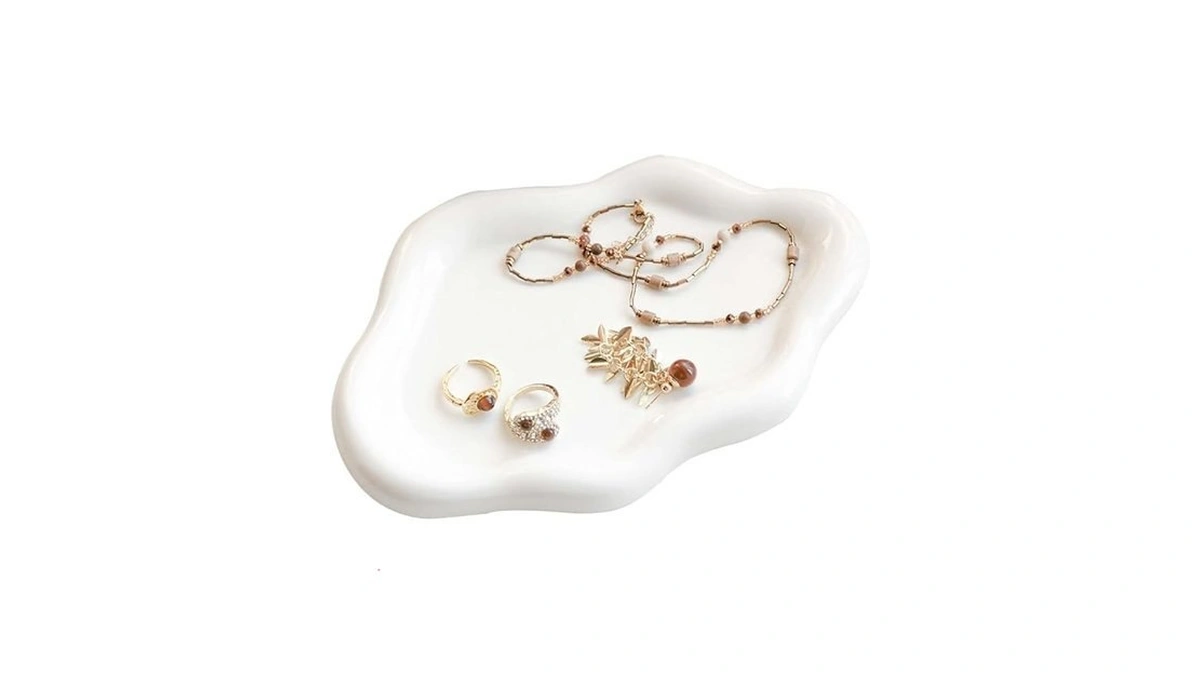 Gifts For Mom White Ceramic Jewelry Dish Tray, Vanity Ring