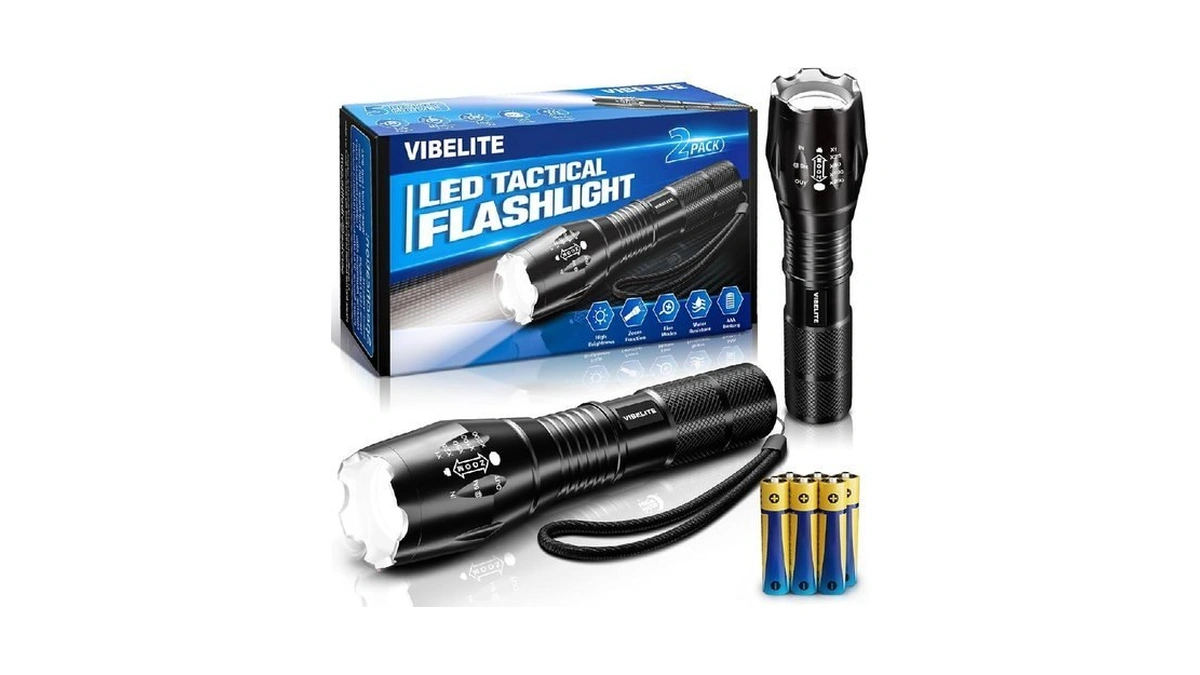 Led Flashlight High Lumens, 5 Modes Zoomable Waterproof Tactical Flashlight