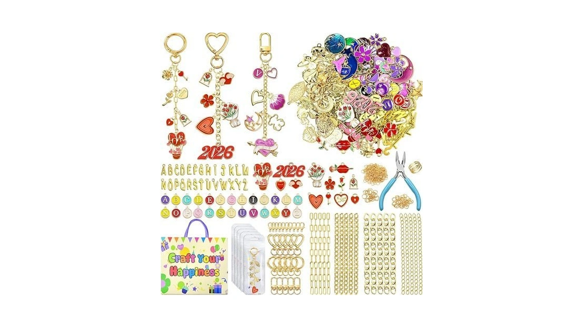 Vvlons Lip Gloss Keychain Making Kit, 375pcs Bag Charm Kit